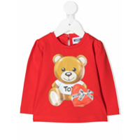 Moschino Kids Moletom decote careca com estampa Teddy Bear - Vermelho