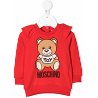 Moschino Kids Moletom Teddy bear com babados na gola - Vermelho