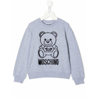 Moschino Kids Moletom Teddy Bear com textura - Cinza