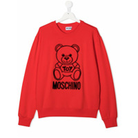 Moschino Kids Moletom Teddy Bear com textura - Vermelho