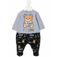 Moschino Kids Pijama com estampa de logo - Cinza