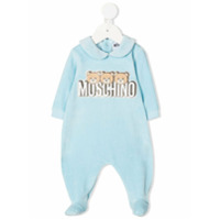 Moschino Kids Pijama com estampa de logo Teddy - Azul