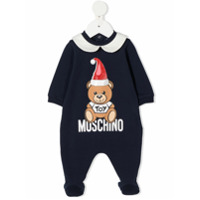 Moschino Kids Pijama com estampa de logo Teddy Bear - Azul