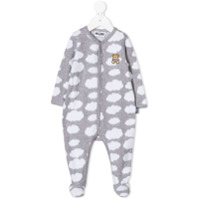 Moschino Kids Pijama com estampa de nuvem - Cinza