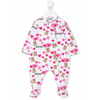 Moschino Kids Pijama com estampa de urso e logo - Branco
