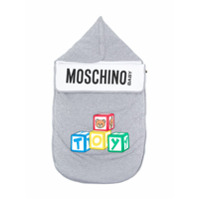 Moschino Kids Saco para dormir com zíper lateral e estampa de logo - Cinza