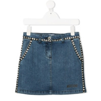 Moschino Kids Saia com bolsos e aplicação de tachas - Azul
