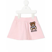 Moschino Kids Saia evasê com logo Teddy - Rosa