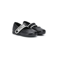 Moschino Kids Sapatilha com logo e tiras - Preto