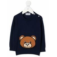 Moschino Kids Suéter com aplicação de urso - Azul