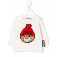 Moschino Kids Suéter com bordado de urso - Branco