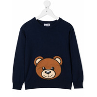 Moschino Kids Suéter com bordado Teddy Bear - Azul