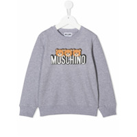 Moschino Kids Suéter com estampa de logo - Cinza