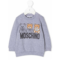 Moschino Kids Suéter com logo de ursos - Cinza