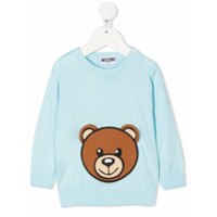 Moschino Kids Suéter mangas longas com bordado Teddy - Azul