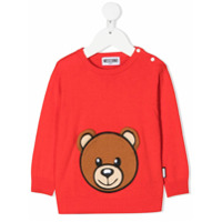 Moschino Kids Suéter mangas longas com bordado Teddy - Vermelho