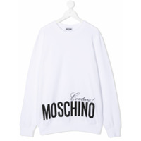 Moschino Kids Suéter mangas longas com estampa de logo - Branco