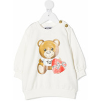 Moschino Kids Suéter mangas longas com estampa de logo - Branco