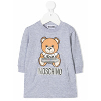 Moschino Kids Suéter mangas longas com estampa Teddy - Cinza