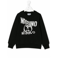 Moschino Kids Suéter mangas longas com logo - Preto