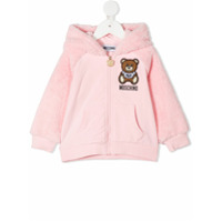 Moschino Kids Teddy Bear shearling zip-up hoodie - Rosa