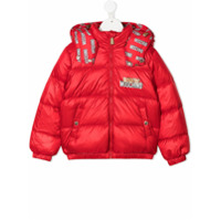 Moschino Kids teddy print puffer jacket - Vermelho