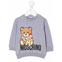 Moschino Kids teddy print sweatshirt - Cinza