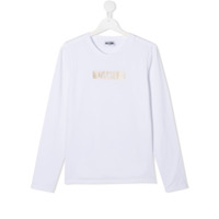 Moschino Kids TEEN glitter logo long-sleeve T-shirt - Branco
