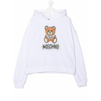Moschino Kids TEEN logo print hoodie - Branco