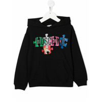 Moschino Kids TEEN puzzle logo print hoodie - Preto