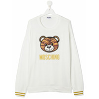 Moschino Kids TEEN teddy bear metallic detail jumper - Branco