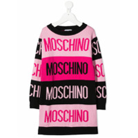 Moschino Kids Vestido color block de tricô com logo - Rosa