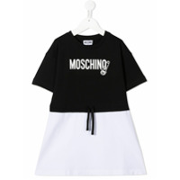 Moschino Kids Vestido com estampa de logo - Preto