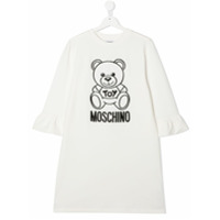 Moschino Kids Vestido com logo texturizado - Branco
