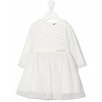 Moschino Kids vestido com sobreposição de tule e detalhe de brilho - Branco