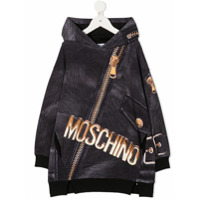 Moschino Kids Vestido de capuz com estampa - Neutro