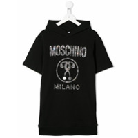 Moschino Kids Vestido de tricô com aplicação de logo - Preto