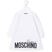 Moschino Kids Vestido de tricô com estampa de logo - Branco