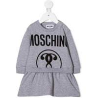 Moschino Kids Vestido de tricô com estampa de logo - Cinza