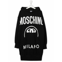 Moschino Kids Vestido de tricô com estampa de logo - Preto