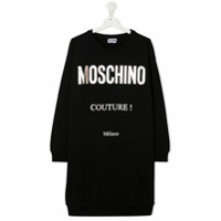 Moschino Kids Vestido de tricô com logo - Preto