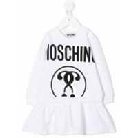 Moschino Kids Vestido godÃª com estampa de logo - Branco