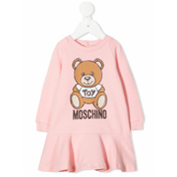 Moschino Kids Vestido mangas longas com logo Teddy - Rosa