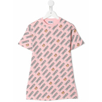 Moschino Kids Vestido reto com estampa de logo - Rosa