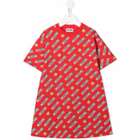 Moschino Kids Vestido reto com estampa de urso e logo - Vermelho