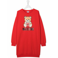 Moschino Kids Vestido reto com estampa Teddy Bear - Vermelho