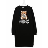 Moschino Kids Vestido Teddy Bear Puzzle - Preto