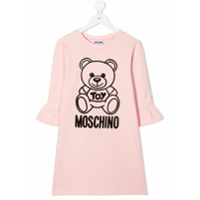 Moschino Kids Vestido texturizado com logo - Rosa