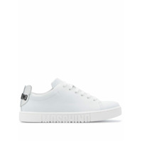 Moschino logo embossed leather trainers - Branco