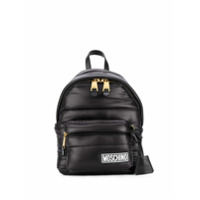 Moschino Mochila matelassê com patch de logo - Preto
